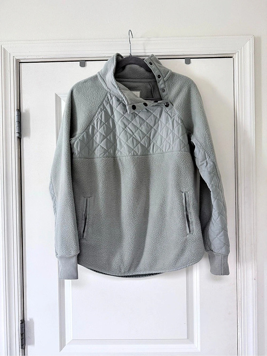 Abercrombie & Fitch Jackets & Blazers - Abercrombie & Fitch Asymmetrical Snap Quilted Fleece Pullover Lt Blue Sz S